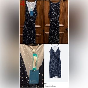 41 HAWTHORN Annora Faux Wrap Knit Dress L | Navy. NWT